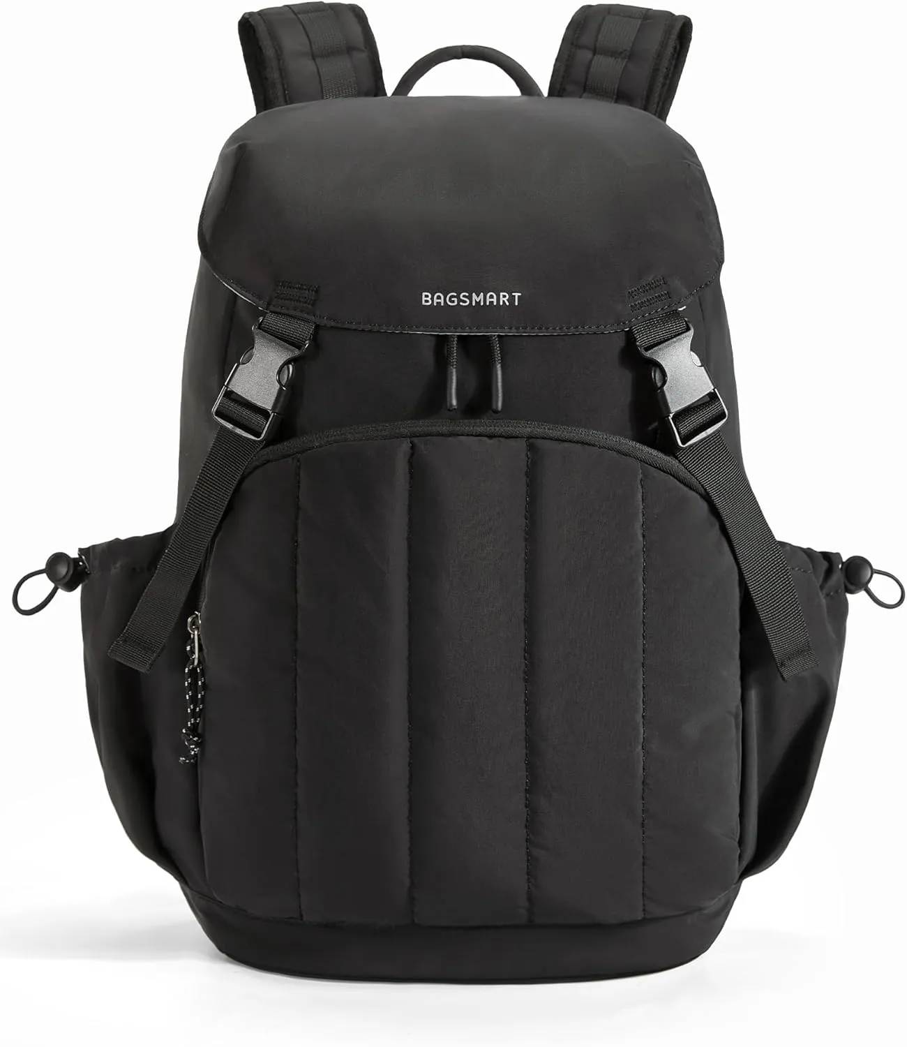 BAGSMART Backpack for Women, Wide Opening Travel Backpack, College Backpack for 15.6 Inch, Water-Resistant Quilted Daypack Lightweight Bookbag, Black