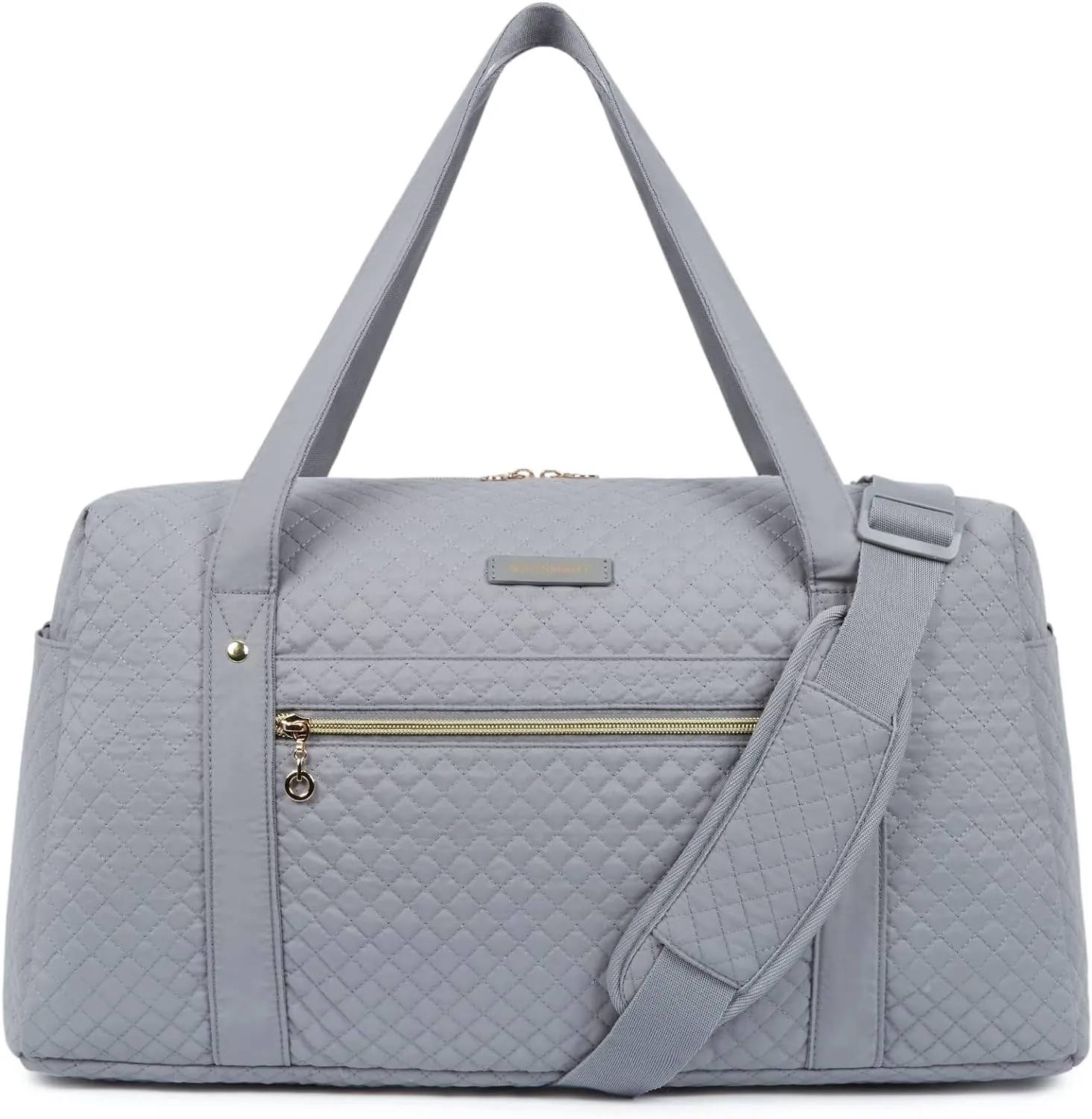 BAGSMART Travel Duffle Bag 31L Quilted Weekender Overnight Bag for Women with Laptop Compartment, Large Carry On Airport Bag with Wet Pocket & Shoe Bag for Business Trips, Sports (Grey)