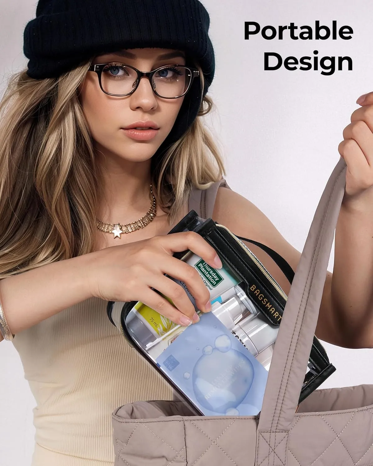BAGSMART TSA Approved Toiletry Bag, Clear Travel Toiletry Bag, Makeup Cosmetic Pouch Bag for Women Quart Size Compliant Bag Organizer for Travel Essentials (Black Pack of 2,)
