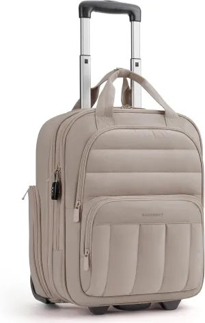 BAGSMART Underseat Carry on Luggage with Wheels, 16-inch Under Seat Luggage, Lightweight Travel Luggage Travel Suitcase for Women, Personal Item Bag, Brown