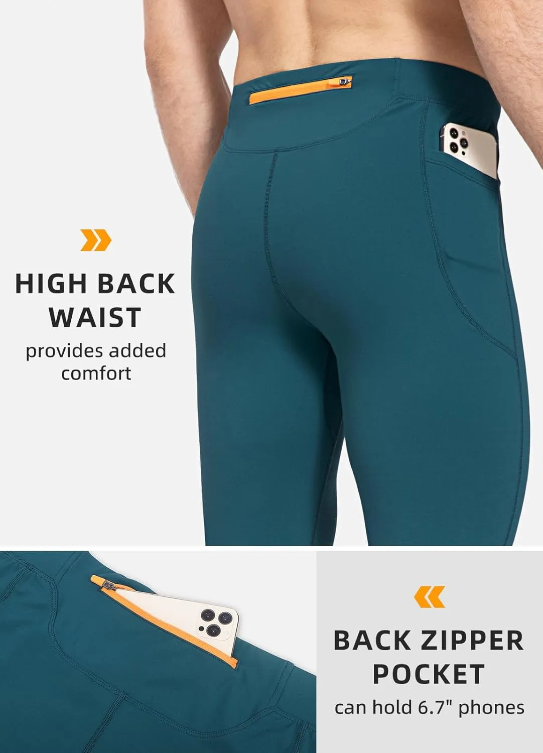 baleaf Men's Winter Running Tights Thermal Cycling Pants Water Resistant Fleece Leggings Zipper Pockets Cold Weather Gear