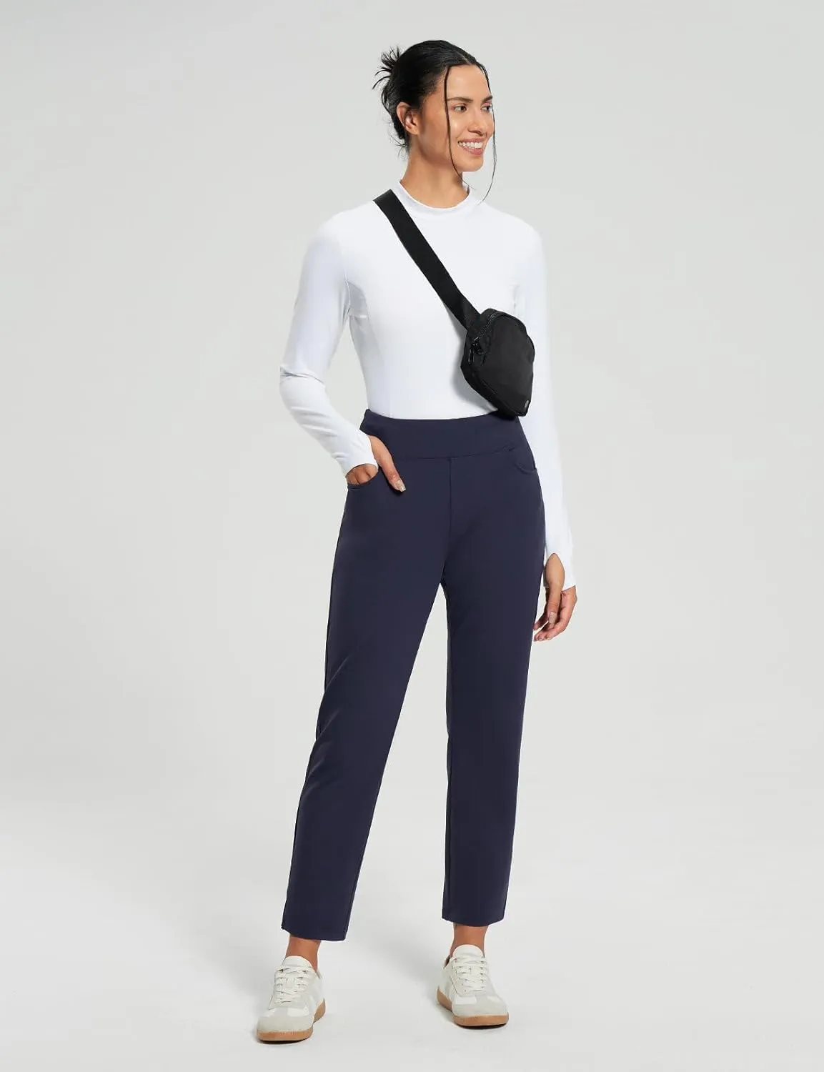 baleaf Women's Pants with Zipper Pockets Stretch Golf Pants High Waist Travel Athletic Work Casual UPF50 