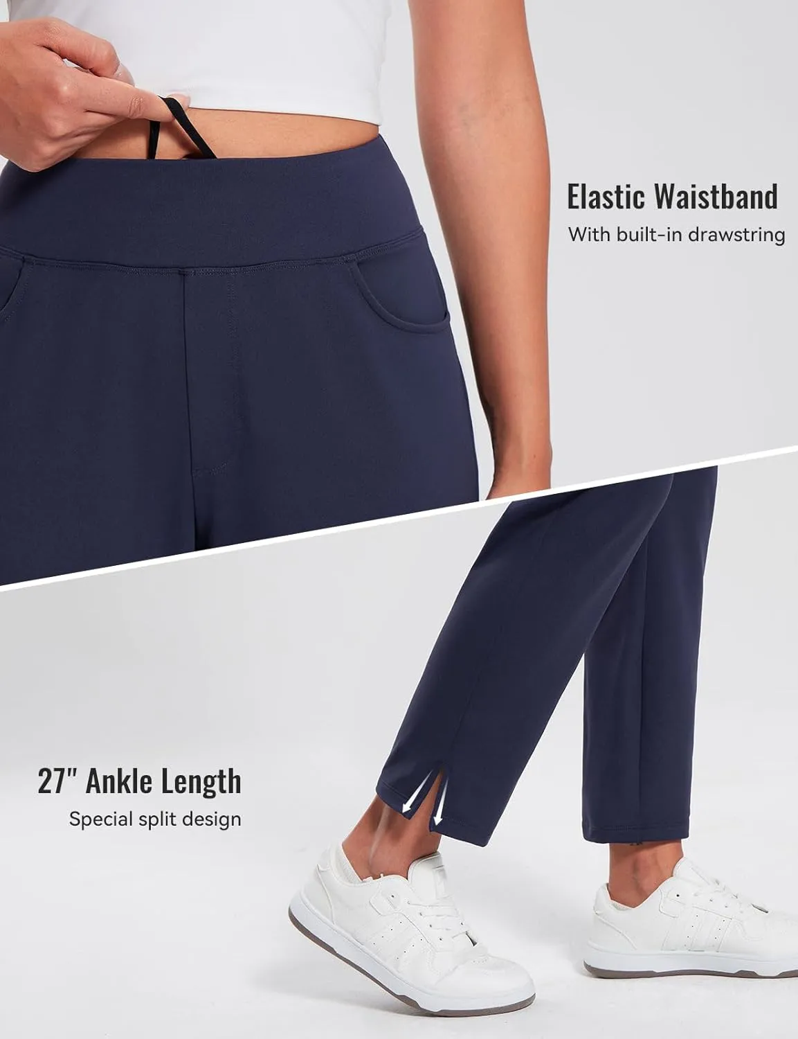 baleaf Women's Pants with Zipper Pockets Stretch Golf Pants High Waist Travel Athletic Work Casual UPF50 