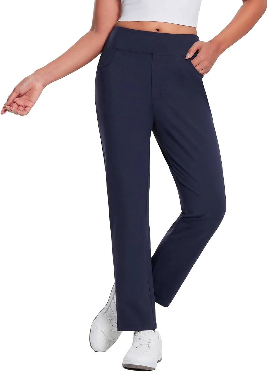 baleaf Women's Pants with Zipper Pockets Stretch Golf Pants High Waist Travel Athletic Work Casual UPF50 