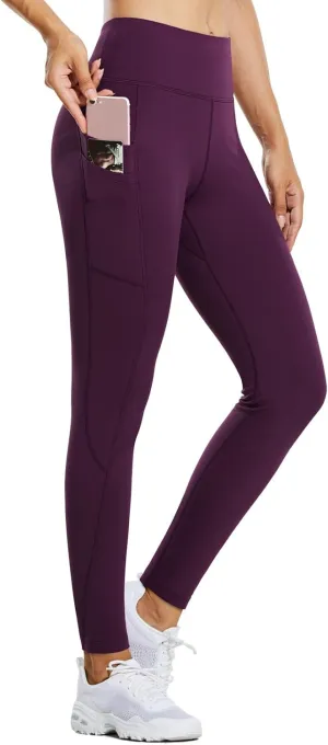 baleaf Women's Winter Leggings Fleece Lined Waterproof Thermal Hiking Pants Warm Tights Running Gear Cold Weather Paisley Purple XL