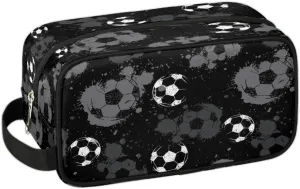 Bardic Travel Toiletry Bag for Boys Men, Waterproof Hanging Dopp Kit for Women, Soccer Shaving Bag with Large Capacity for Travel,Sports Shower (Black White)