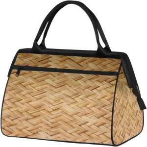 Basket Weave Design Travel Duffel Bag Sports Travel Duffel Bag Waterproof Durable Large Gym Tote Bag Weekender Overnight Bag for Women Travel Gym Yoga