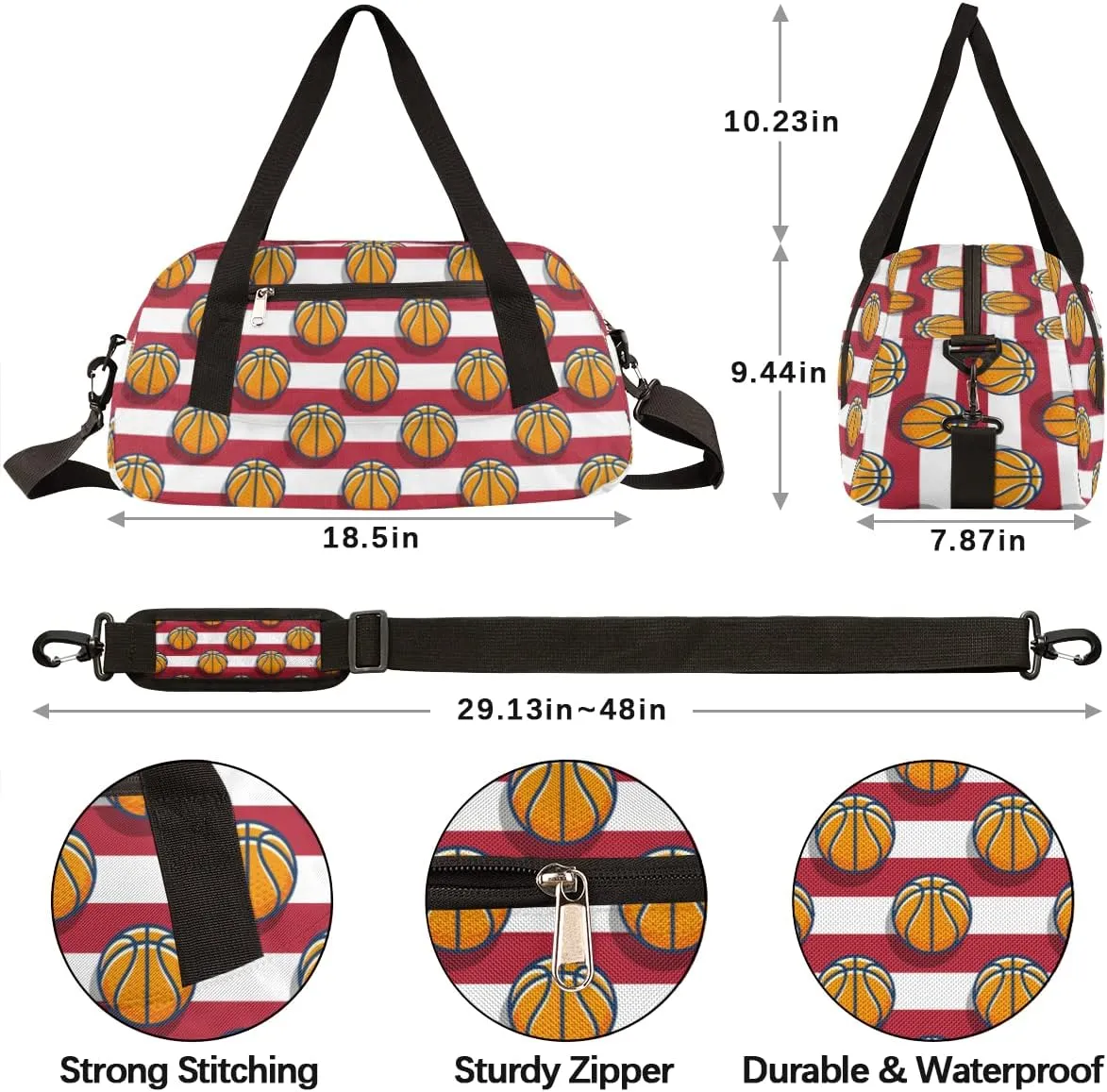 Basketball Kids Duffel Bag for Girls Boys Teens, Streaks Red Dance Bag Overnight Small Duffel Bag Carry On Weekend Sports Gym Travel Bag for School Practice Gymnastics Ballet