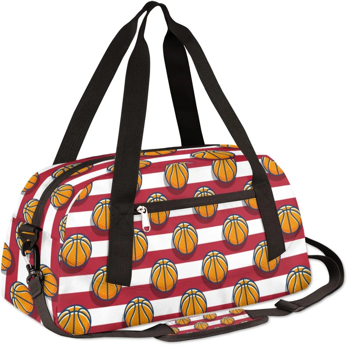 Basketball Kids Duffel Bag for Girls Boys Teens, Streaks Red Dance Bag Overnight Small Duffel Bag Carry On Weekend Sports Gym Travel Bag for School Practice Gymnastics Ballet