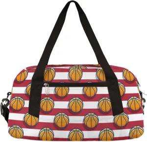 Basketball Kids Duffel Bag for Girls Boys Teens, Streaks Red Dance Bag Overnight Small Duffel Bag Carry On Weekend Sports Gym Travel Bag for School Practice Gymnastics Ballet