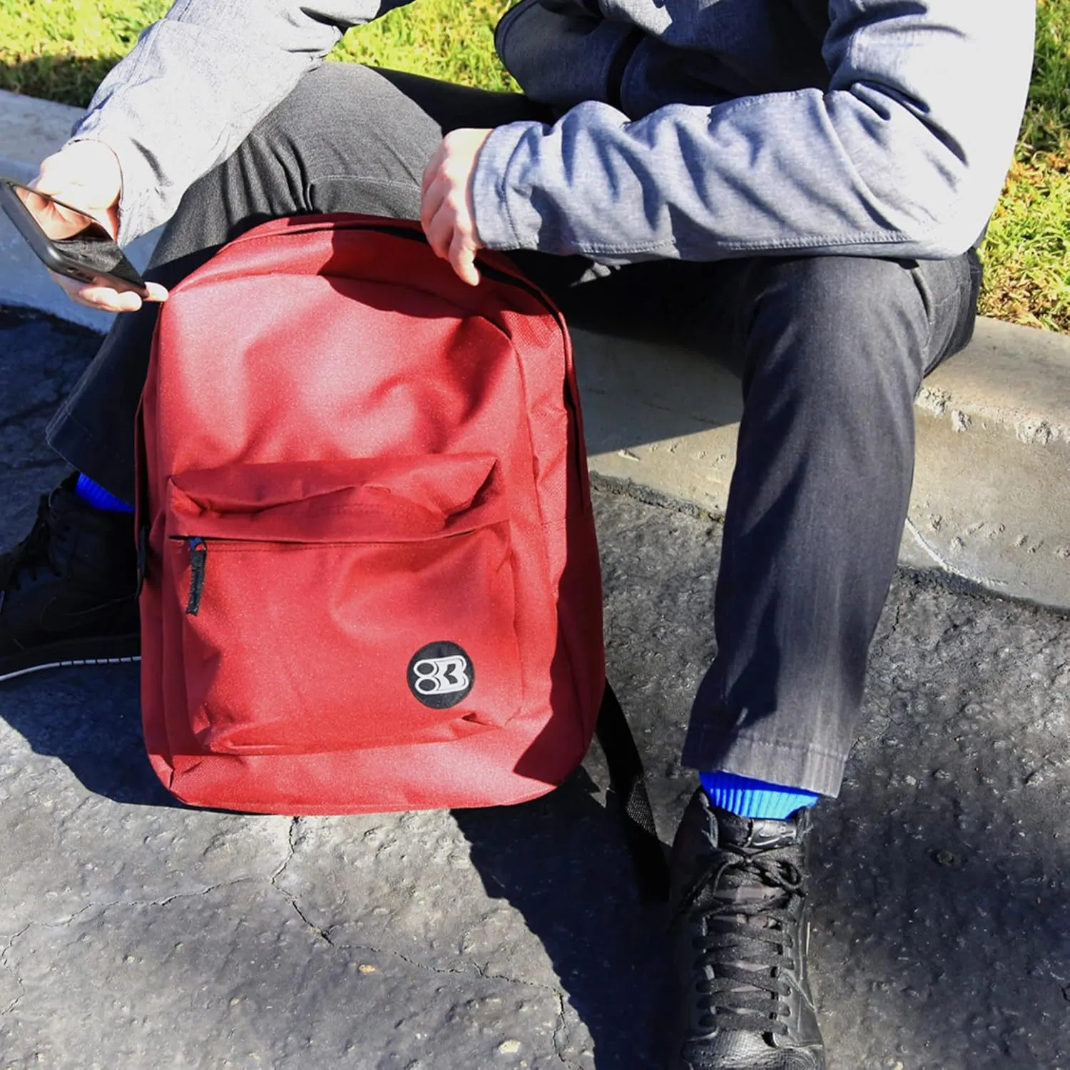 BAZIC School Backpack 16" Blue, Lightweight School Bag Padded Back & Adjustable Strap for Students, Travel Bag Fit A4 Notebook, 12-Pack