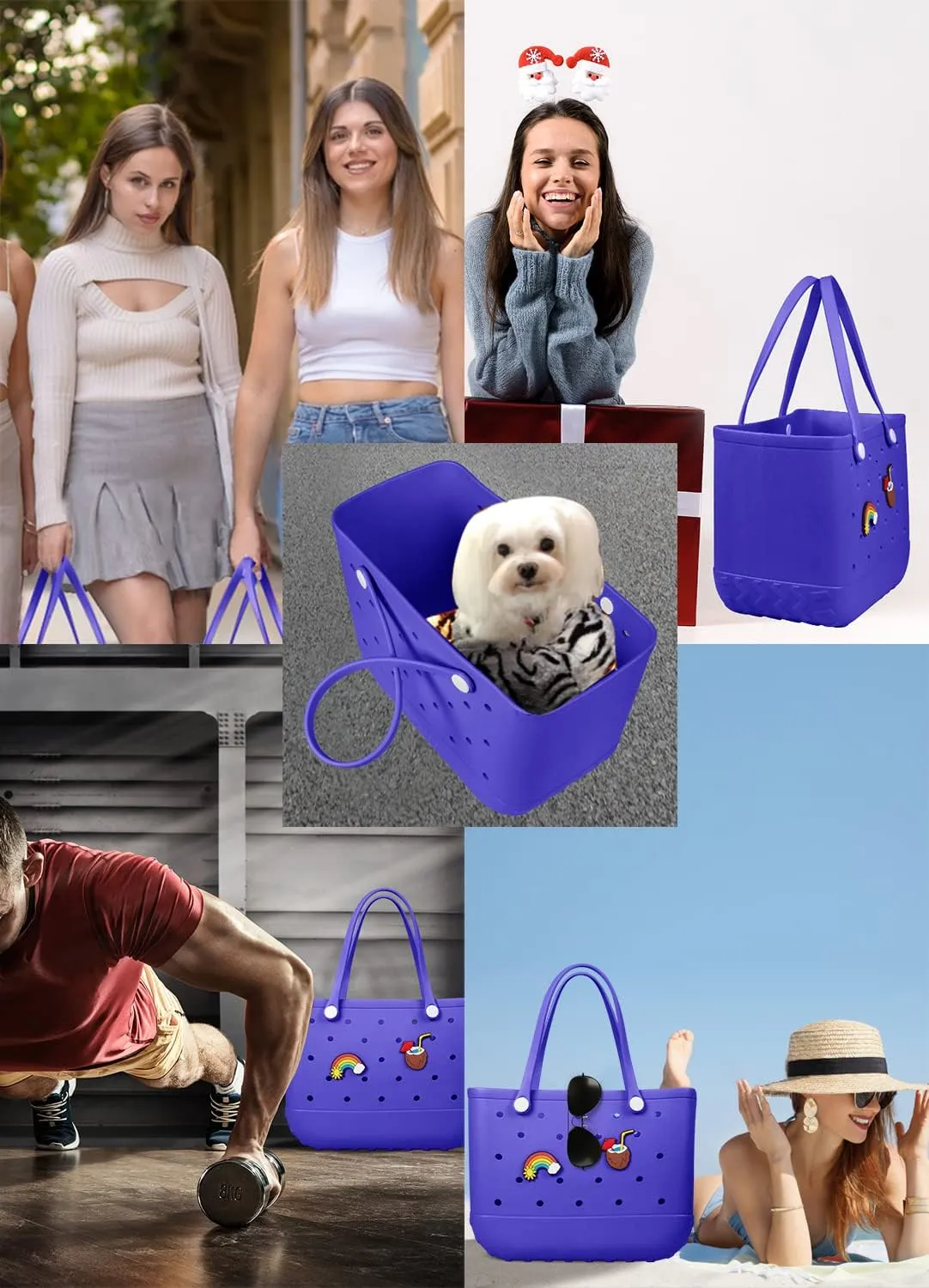 Beach Bag Rubber Tote Bag Waterproof Travel Bags for Women Washable Tote Bag Handbag for Sports Beach Market Pool