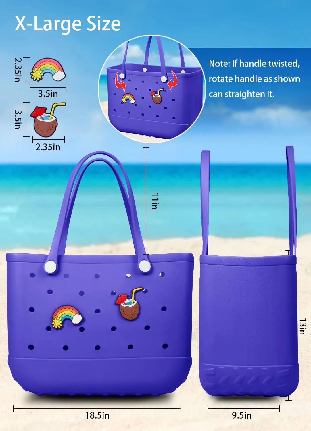 Beach Bag Rubber Tote Bag Waterproof Travel Bags for Women Washable Tote Bag Handbag for Sports Beach Market Pool