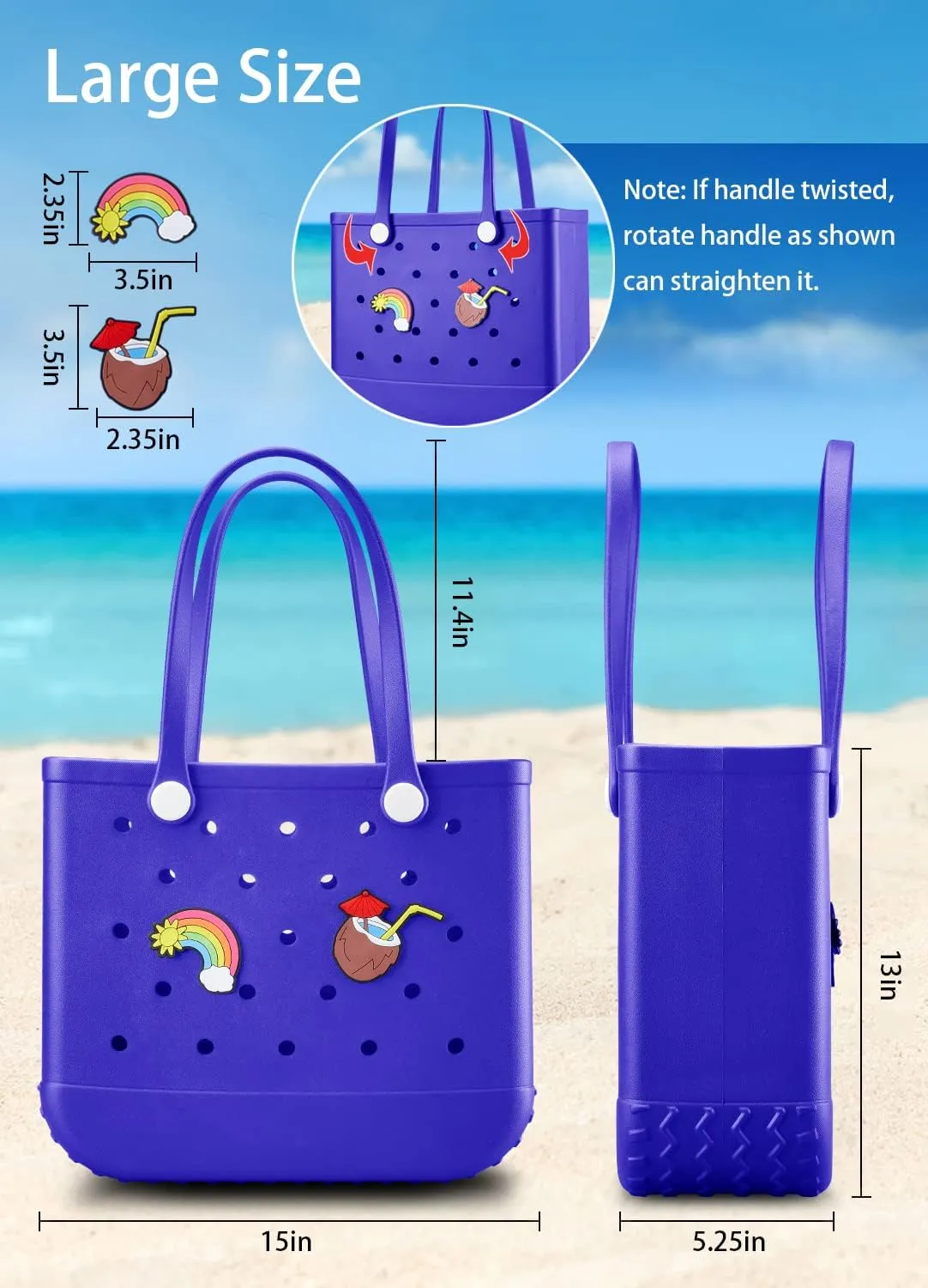 Beach Bag Rubber Tote Bag Waterproof Travel Bags for Women Washable Tote Bag Handbag for Sports Beach Market Pool