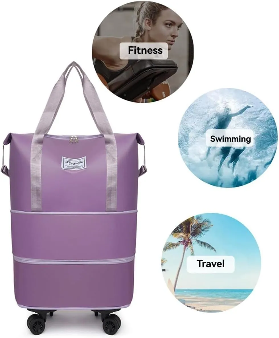 Beente Travel Bag With Wheels - 2025 New Beente Expandable Travel Bag, Large Capacity Travel Bags Universal Wheel Removable (Dark Purple,One Size)