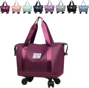 Beente Travel Bag With Wheels, 2025 New Large Capacity Travel Bag - Universal Wheel Removable, Camping, Weekend Trips (Dark Purple)