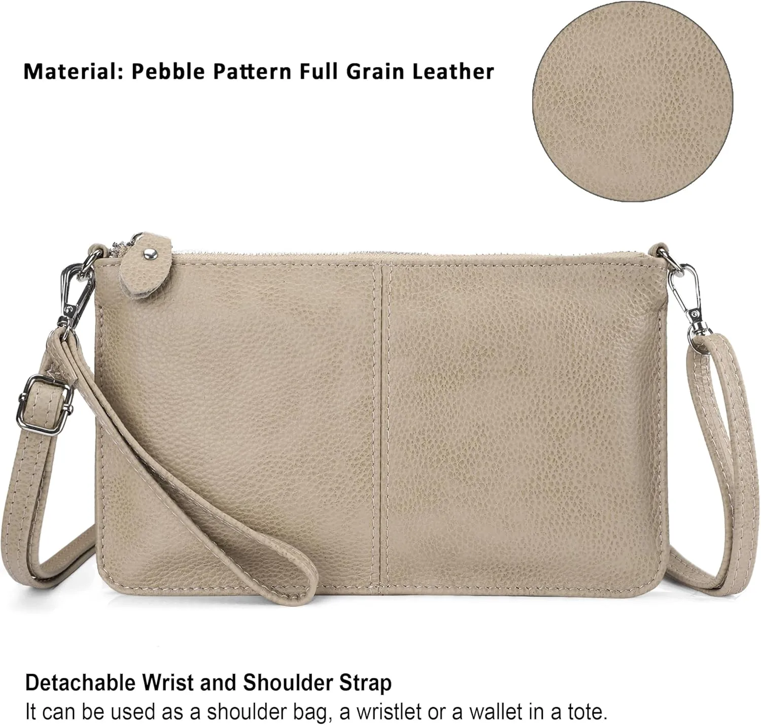 befen Genuine Leather Wristlet Clutch Wallet Purses Small Crossbody Bags for Women with RFID Blocking Card Slots