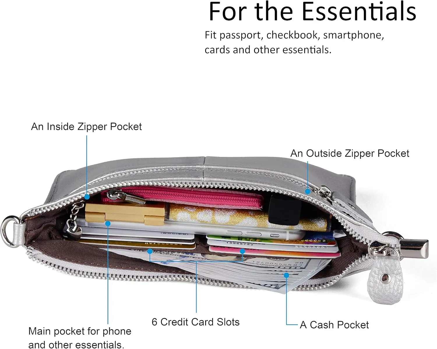 befen Genuine Leather Wristlet Clutch Wallet Purses Small Crossbody Bags for Women with RFID Blocking Card Slots