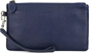 befen Women's Genuine Italian Leather Wristlet Clutch Wallet Purse, Gold Zipper