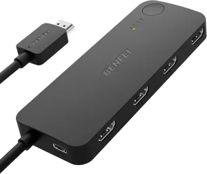 BENFEI HDMI Switch 4 in 1 Out 4K@60Hz, 2K@144Hz, HDCP 2.3 【with Adaptive Equalization Support 10M HDMI Transmit】 Compatible for PS5/4, Xbox, Roku, FireStick, Switch