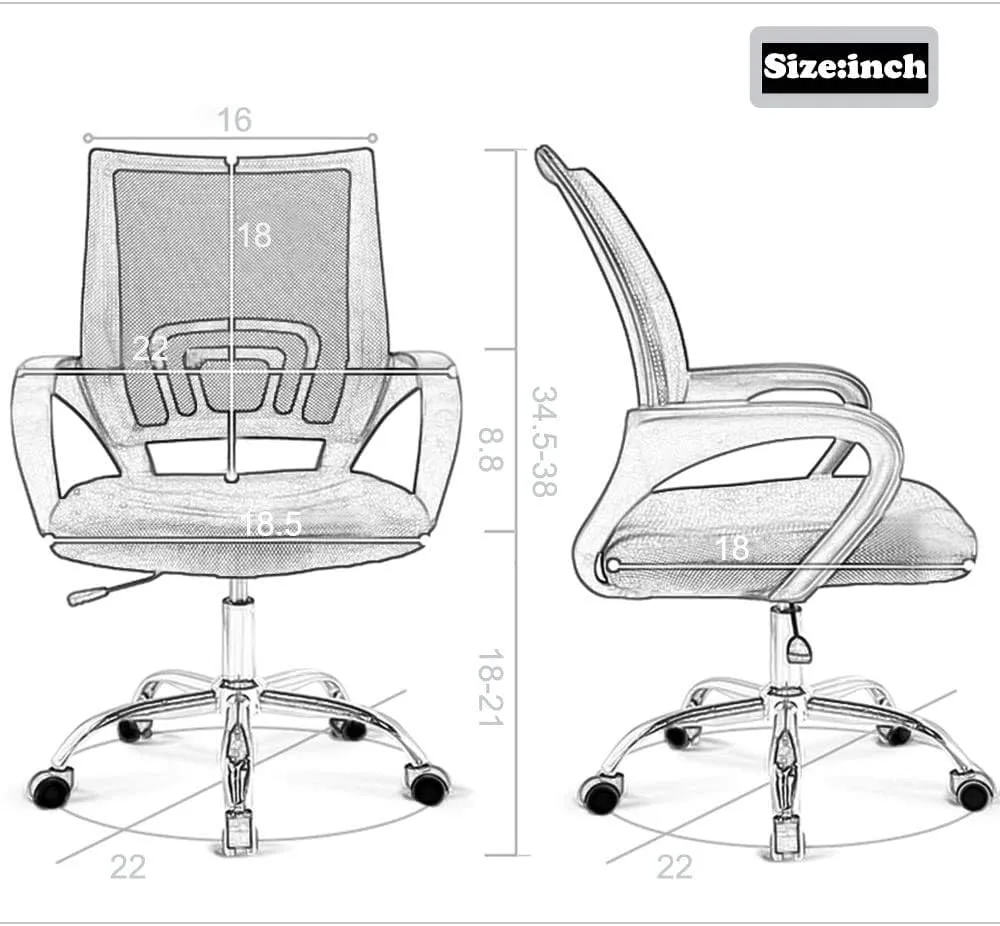 BestOffice Office Chair Ergonomic Cheap Desk Chair Mesh Computer Chair Lumbar Support Modern Executive Adjustable Stool Rolling Swivel Chair for Back Pain (Black)