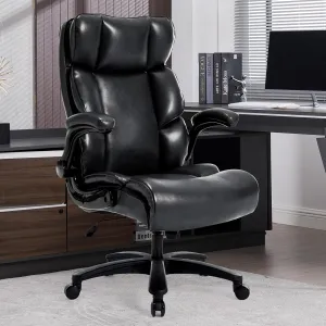 Big and Tall Office Chair 500lbs Wide Seat Executive Office Desk Chair High-Back Office Task Chair with Flip-Up Armrest, Ergonomic Lumbar Support Computer Office Chairs for Heavy People(Black)