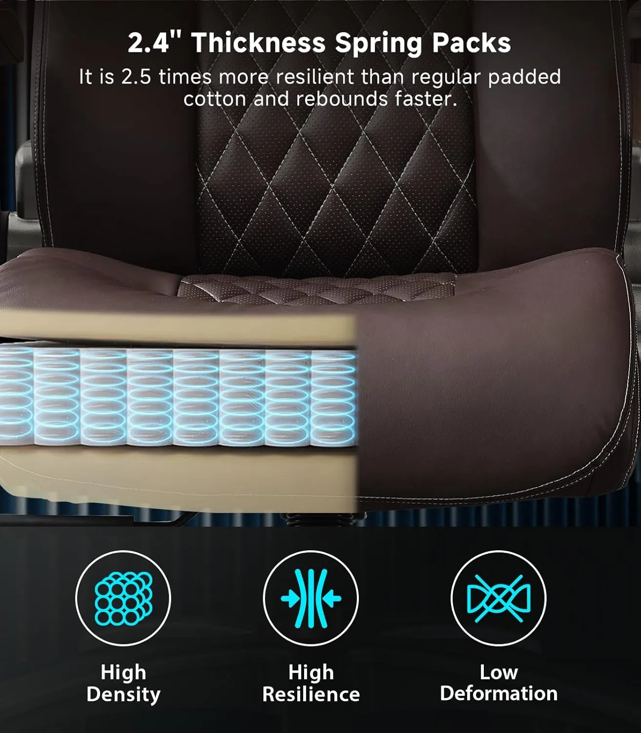 Big and Tall Office Chair with 5D Flip Arms, 600LBS PU Leather Executive Chair, Adjustable Lumbar Support 3'' Double Space Wheel, Managerial Heavy Duty Home Desk Office Chair