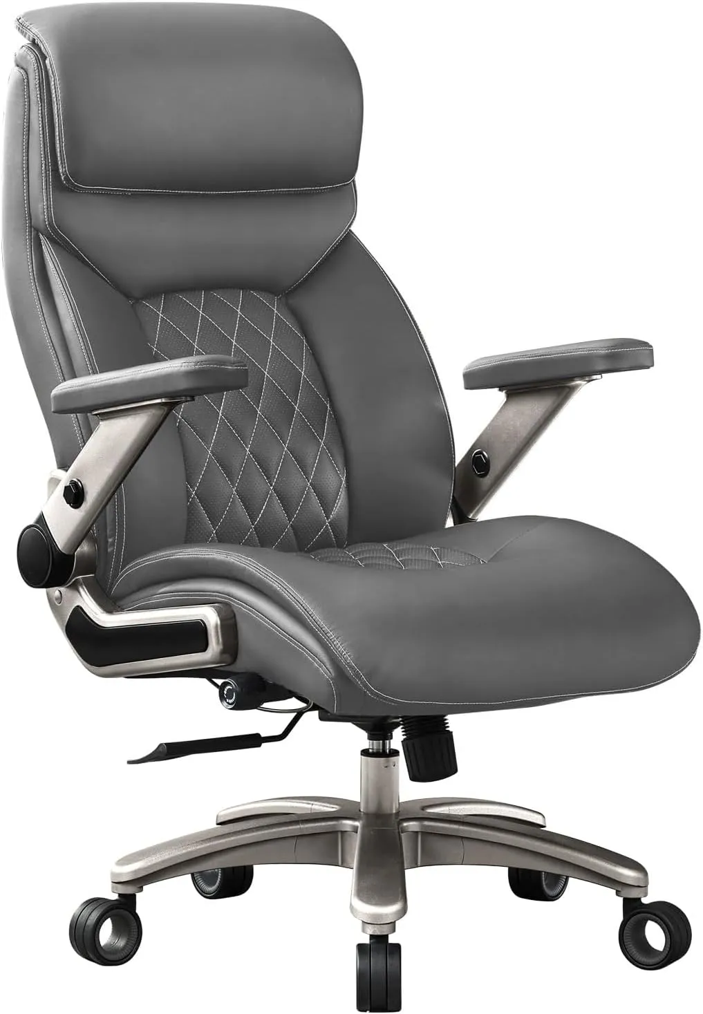 Big and Tall Office Chair with 5D Flip Arms, PU Leather Executive Chair, Managerial Home Desk Chair, Heavy Duty High Back Office Chair