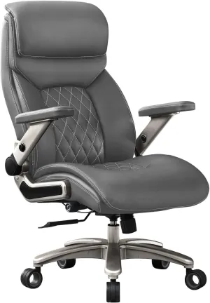 Big and Tall Office Chair with 5D Flip Arms, PU Leather Executive Chair, Managerial Home Desk Chair, Heavy Duty High Back Office Chair