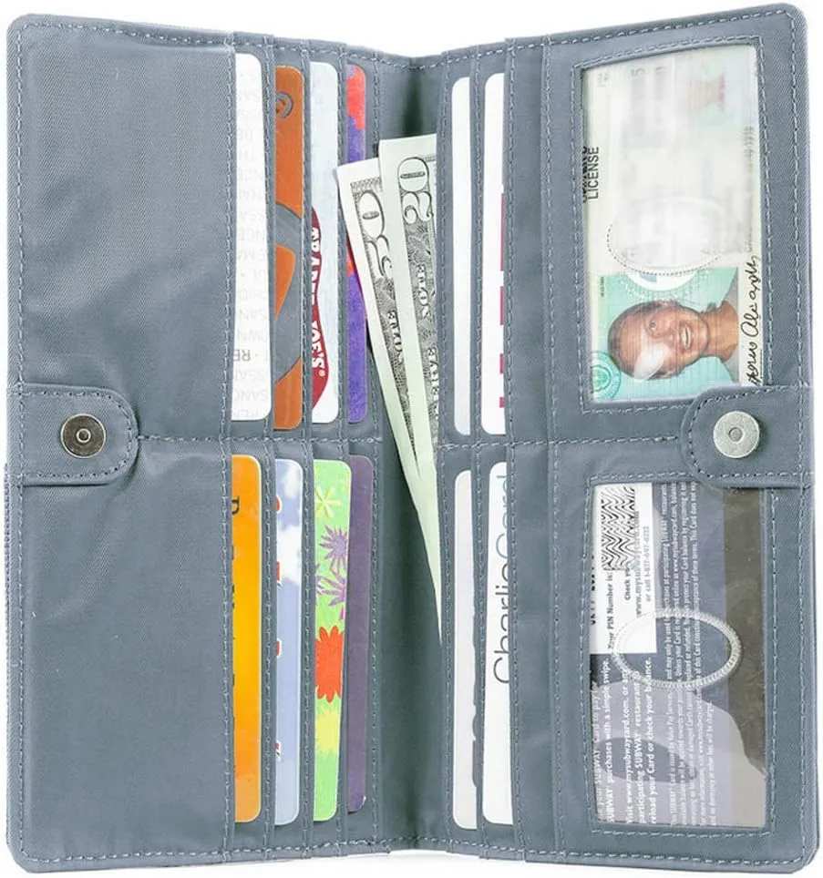Big Skinny Women's Executive Bi-Fold Checkbook Slim Wallet, Holds Up to 40 Cards
