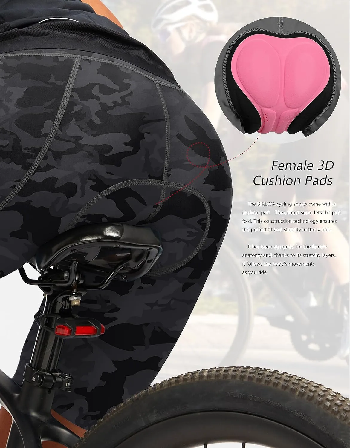 Bikewa Women's 4D Padded Bike Shorts Cycling Riding Road Biking Bicycle Cycle Shorts for Women Zipper Pockets