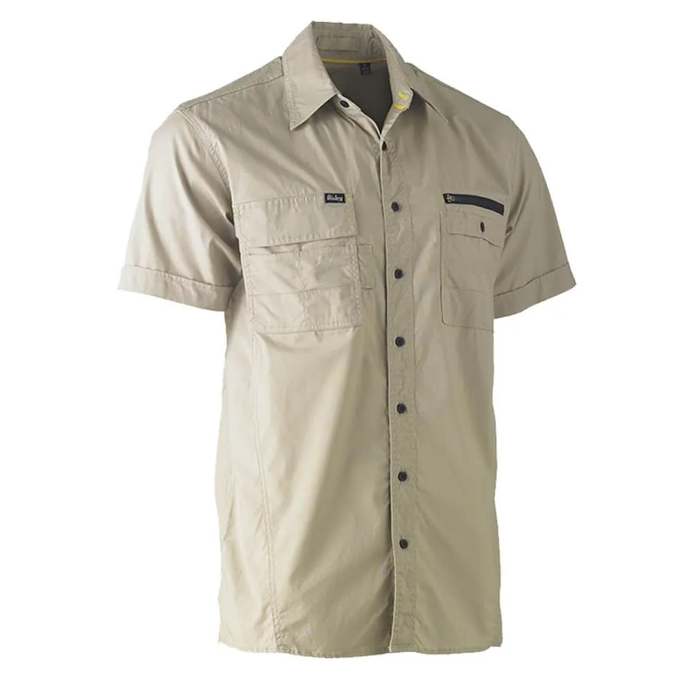 Bisley BS1144 Flex & Move Utility Work Shirt Short Sleeve Stone