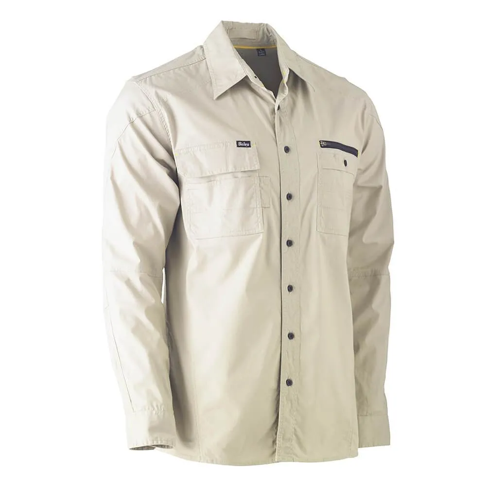 Bisley BS6144 Flex & Move Utility Work Shirt Long Sleeve Stone