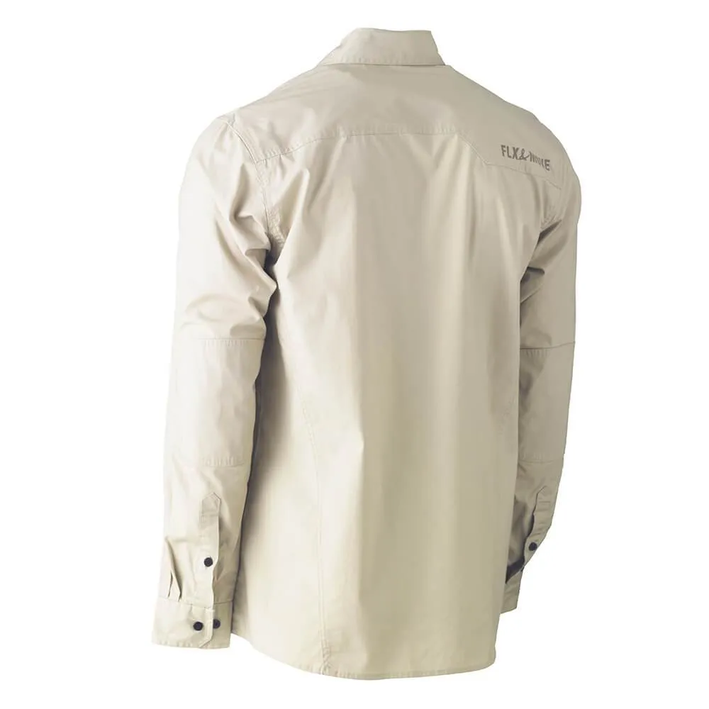 Bisley BS6144 Flex & Move Utility Work Shirt Long Sleeve Stone
