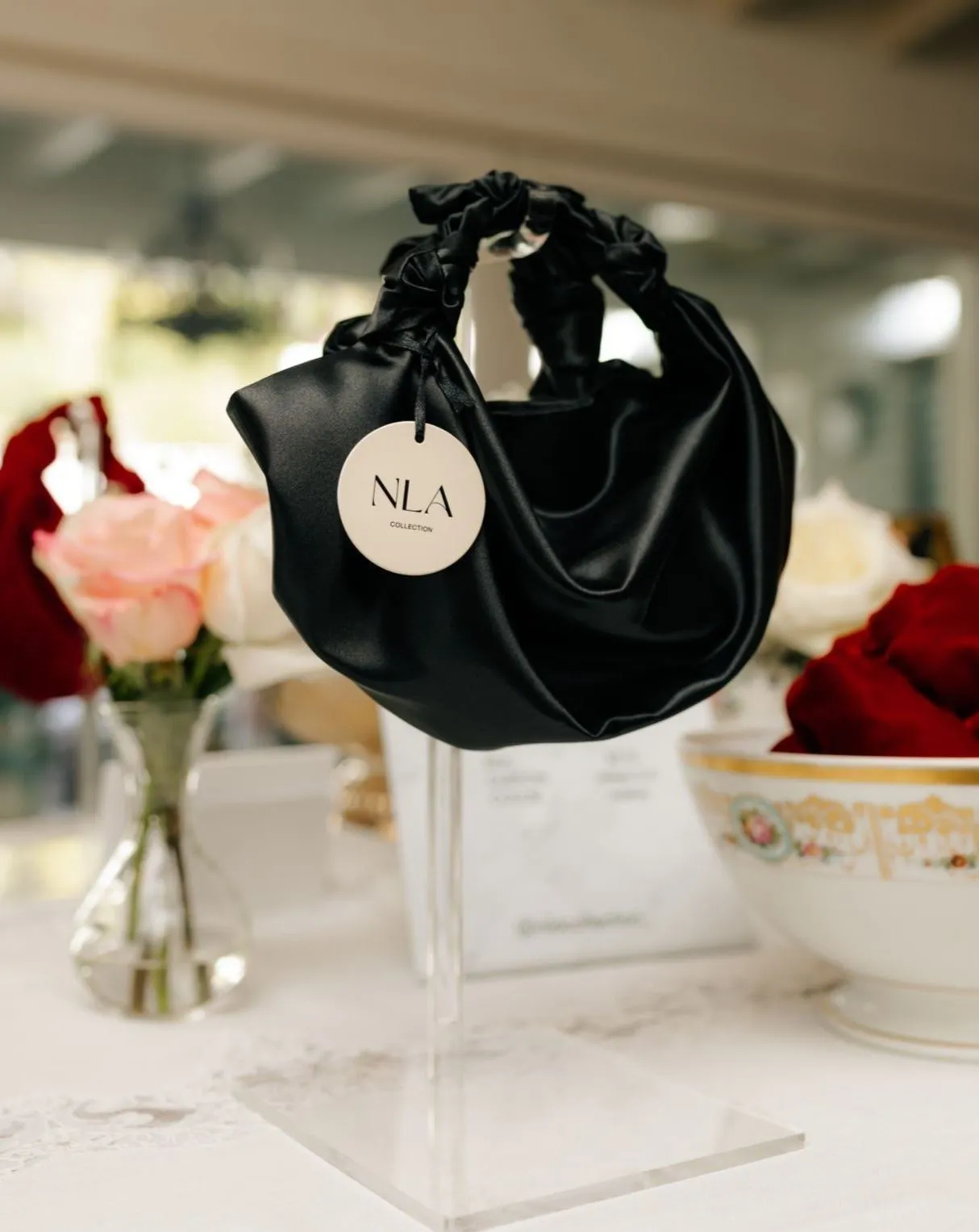 BLACK NLA SILK KNOT BAG