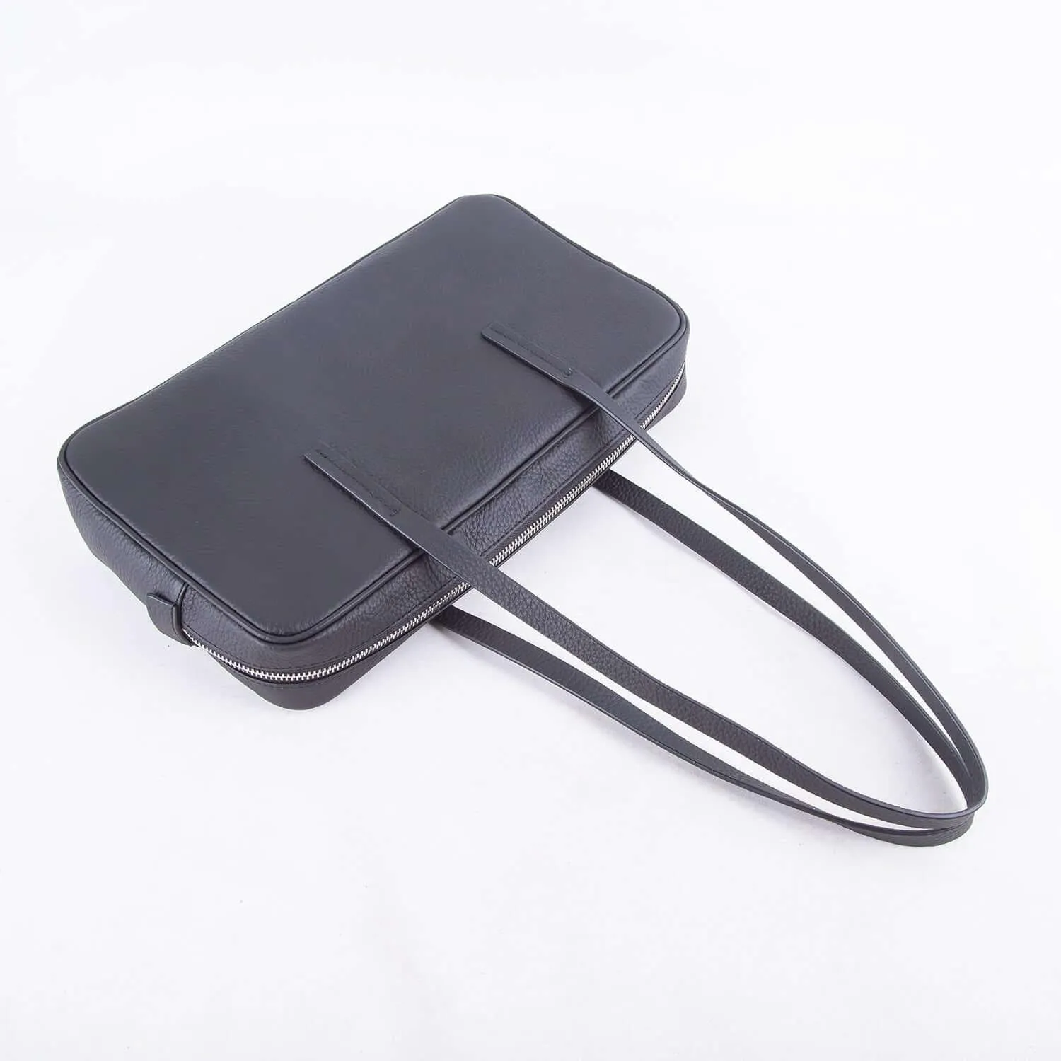 Black Top Grain Cow Leather Underarm Bag | Handbag