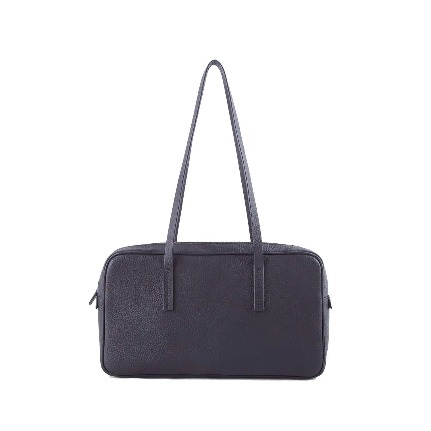 Black Top Grain Cow Leather Underarm Bag | Handbag
