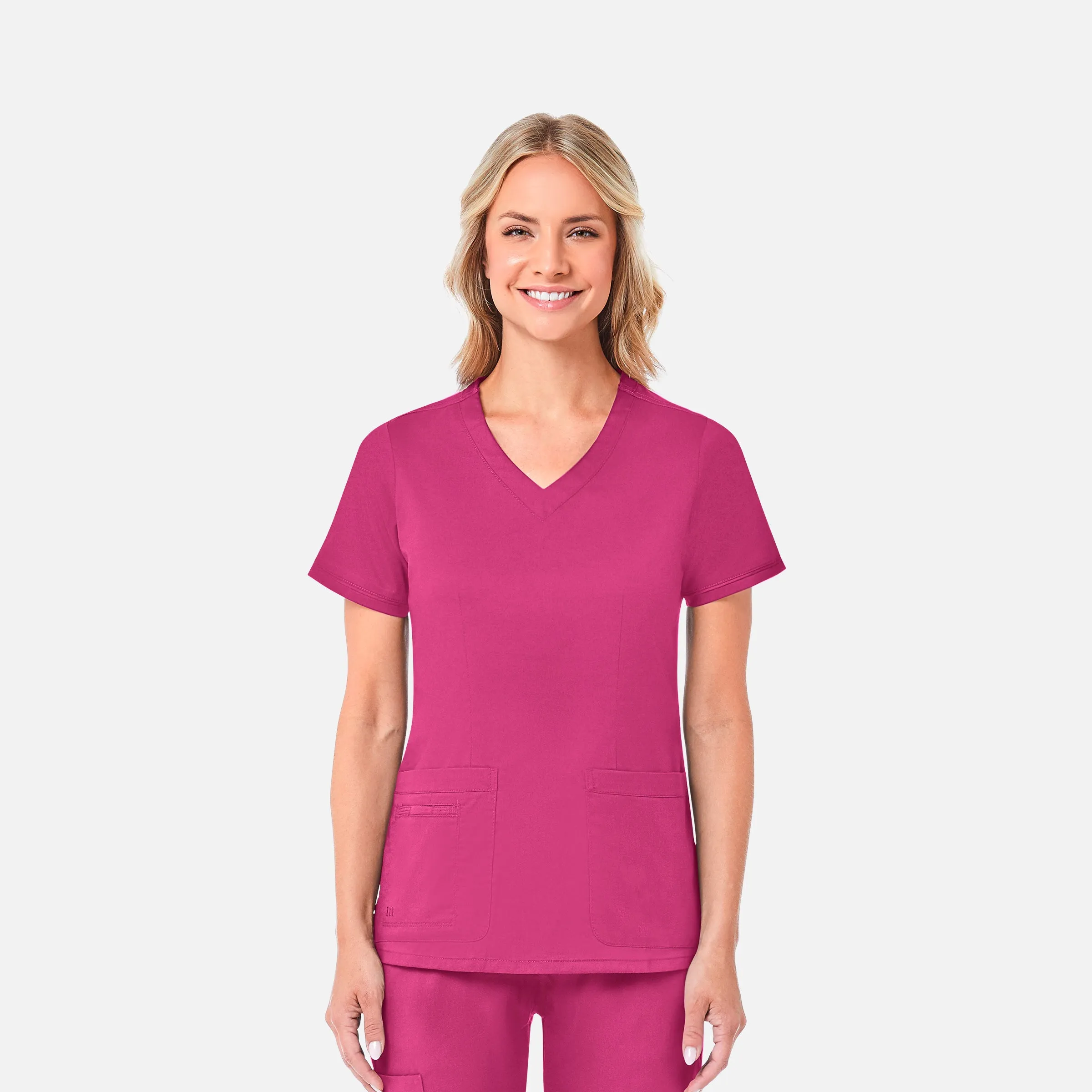 Blossom 1802 Curved V-Neck Top Candy Pink