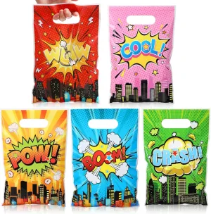 Blosssound 120 Pcs Hero Party Gift Bags Hero Birthday Favor Bags Hero Themed Candy Bags Comic Hero Party Goodie Bags for Boys Girls Boom Hero Theme Birthday Baby Shower Party Supplies Decorations