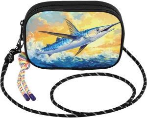 Blue Marlin Sunset Ocean Crossbody Bag for Women Cell Phone Purses Women's Small Shoulder Handbags Wallet Purse with Strap