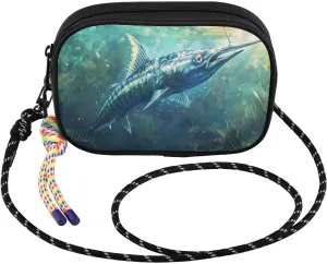 Blue Marlin Underwater Crossbody Bag for Women Cell Phone Purses Women's Small Shoulder Handbags Wallet Purse with Strap