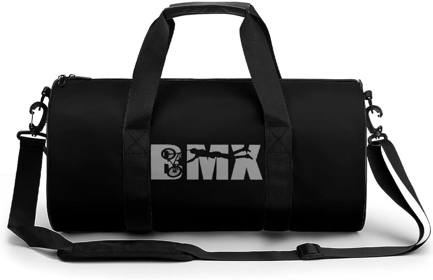BMX Racing Bike Cycling Round Barrel Gym Sport Bag Small Travel Duffel Bags Reusable Tote for Men Women