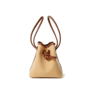Bond Drawstring Bucket Bag | Top Handle Bag in Canvas & Leather