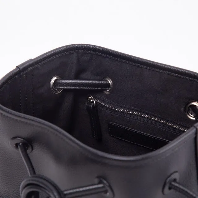 Bond Drawstring Bucket Bag | Top Handle Bag in Leather