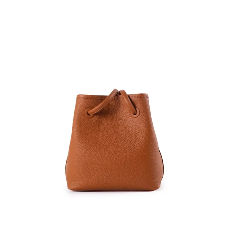 Bond Drawstring Bucket Bag | Top Handle Bag in Leather