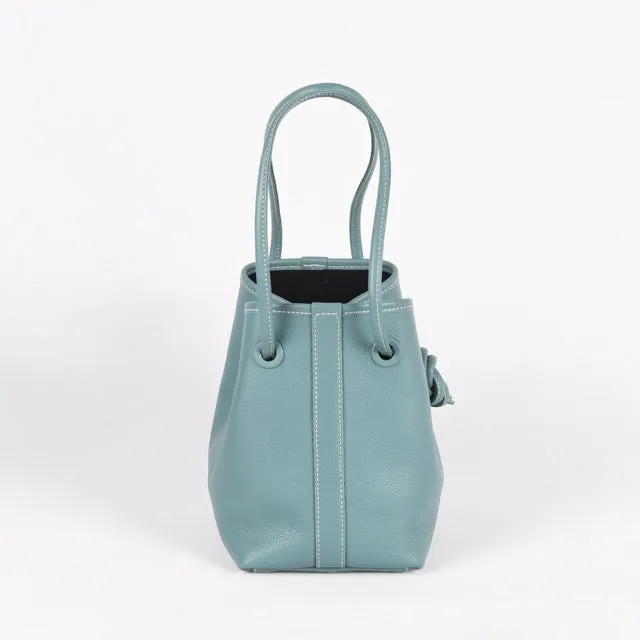 Bond Drawstring Bucket Bag | Top Handle Bag in Leather