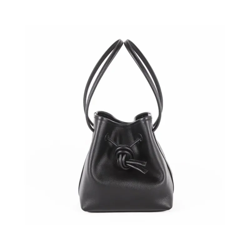Bond Drawstring Bucket Bag | Top Handle Bag in Leather
