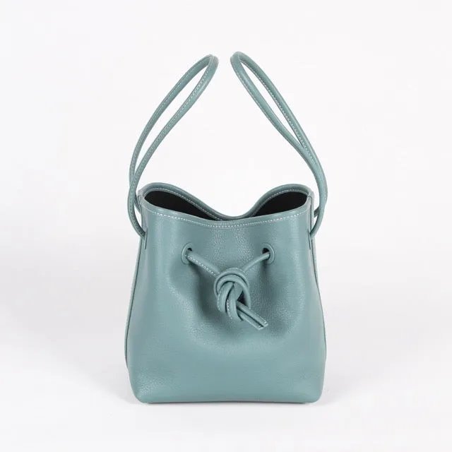 Bond Drawstring Bucket Bag | Top Handle Bag in Leather