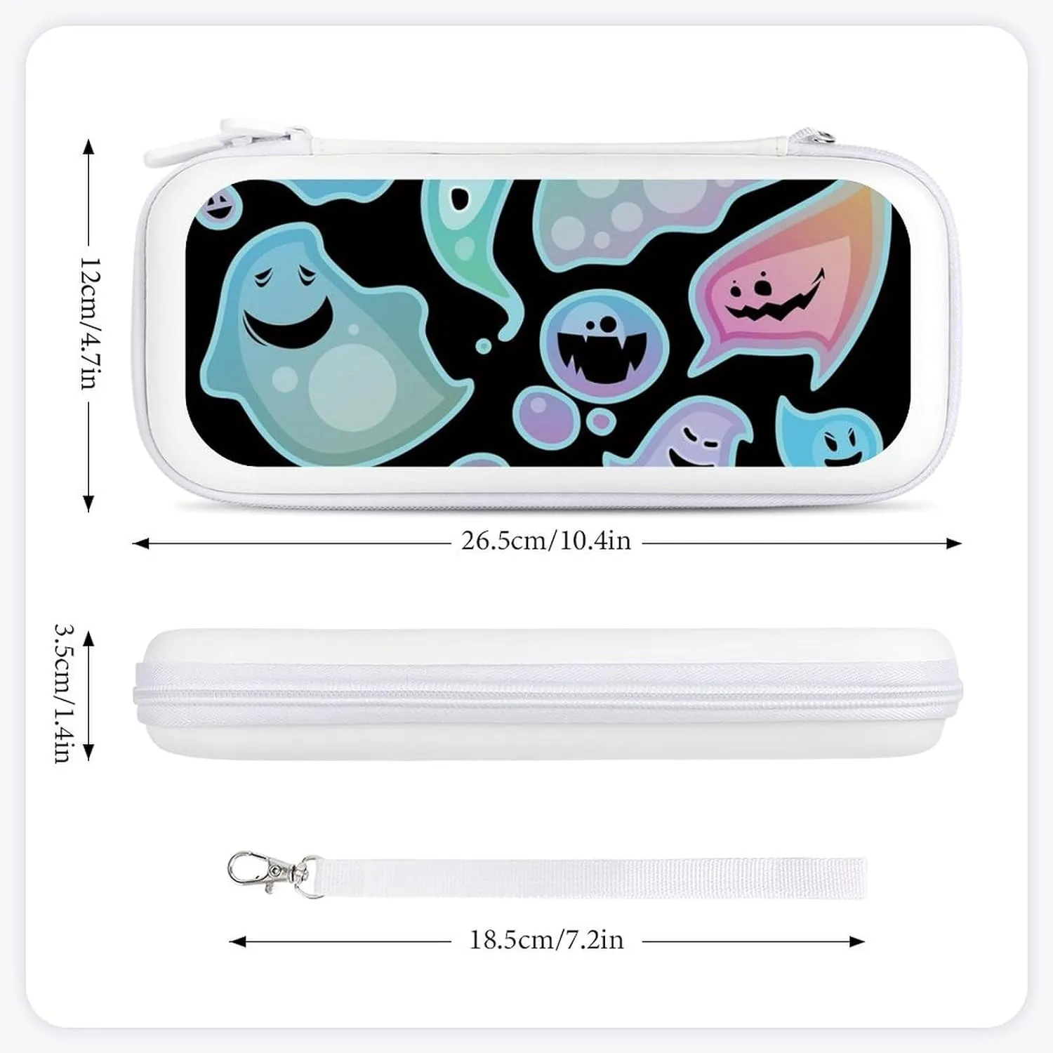 Boo Ghost Host Hard Shell Travel Case with Rope 15 Game Card Pockets Compatible with Switch Protective