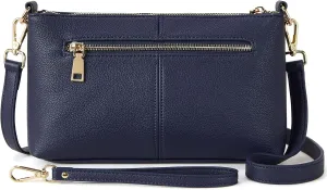 BOSTANTEN Small Crossbody Purse Leather Wristlet Purses for Women with Zipper Pocket Casual Clutch Bags